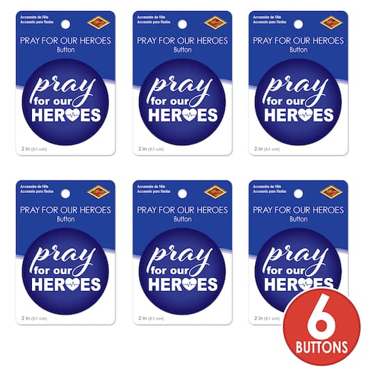 Beistle 2" Pray For Our Heroes Buttons, 6ct.